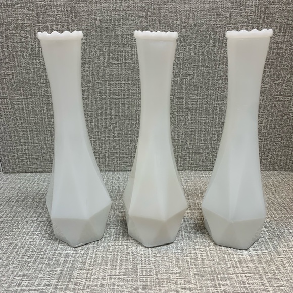 Brody Other - Vintage Brody Geometric Milk Glass Vases Set of 3